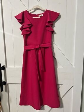 GB girls Fuchsia Ruffle Sleeve cropped jumpsuit